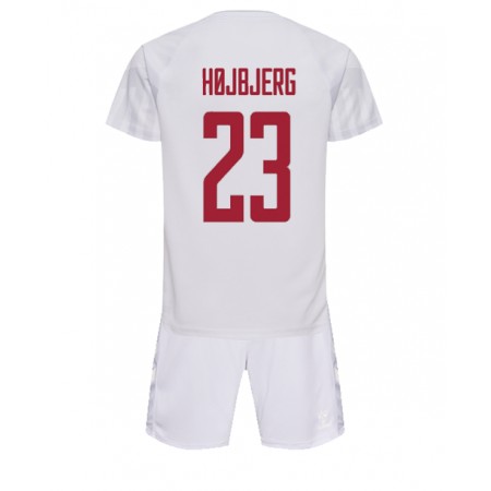 Fotbalový Komplet Dánsko Pierre-Emile Hojbjerg 23 Dětské Venkovní Mistrovství Světa 2022 Krátký Rukáv (+ trenýrky)